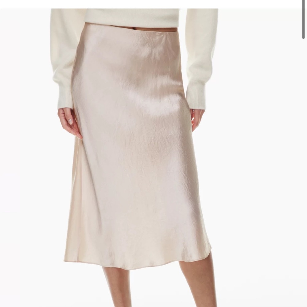 Aritzia Satin Midi Skirt in Pale Blush